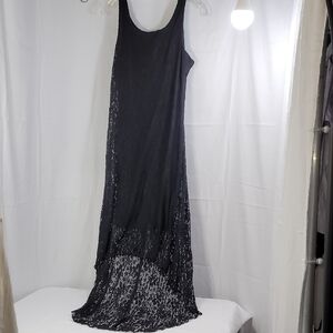 3 PINK HEARTS,Chic Black Lace High-Low Dress